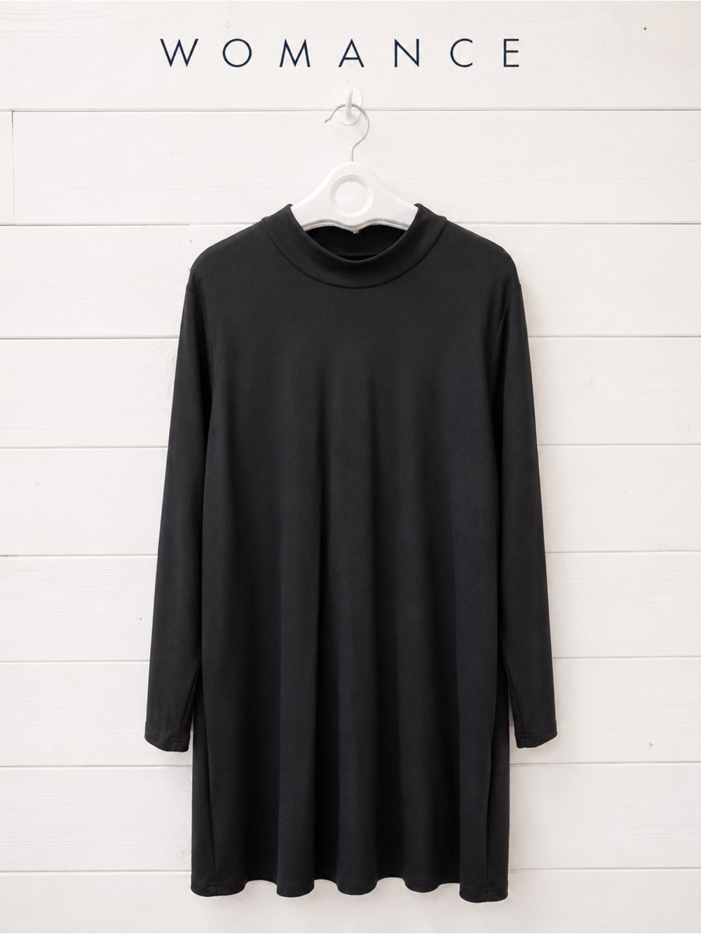 WOMANCE  black dress size 3x dress, high collar, zipper at the back.